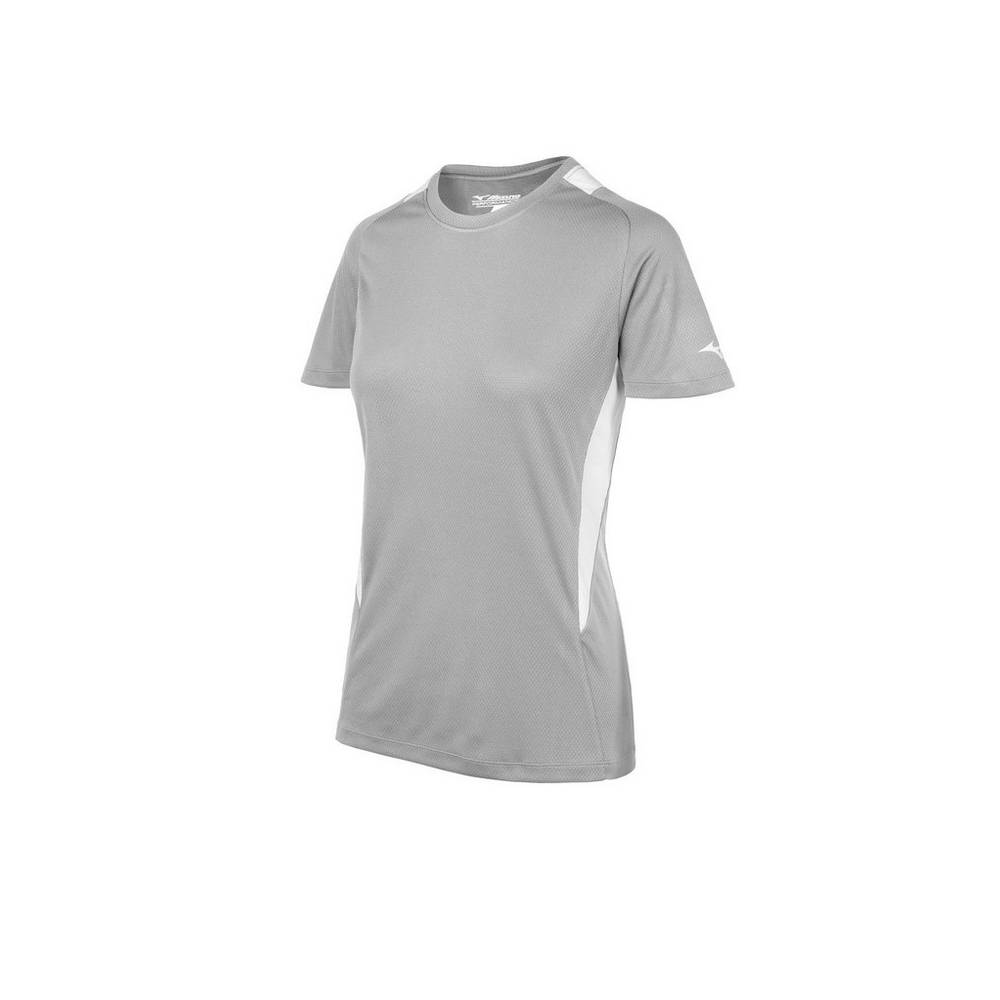 Camisas Mizuno Softball Crew Neck - Mulher - Cinzentas/Branco - UXZEA5724